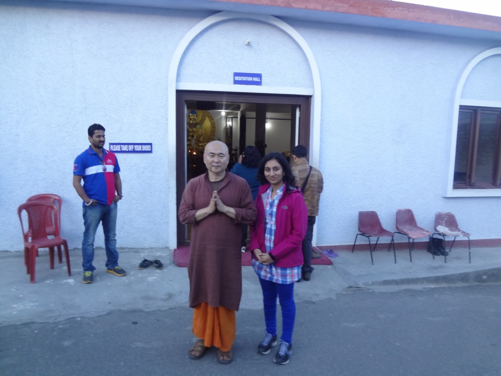 The image witht he creator of Shanti Stupa, Leh